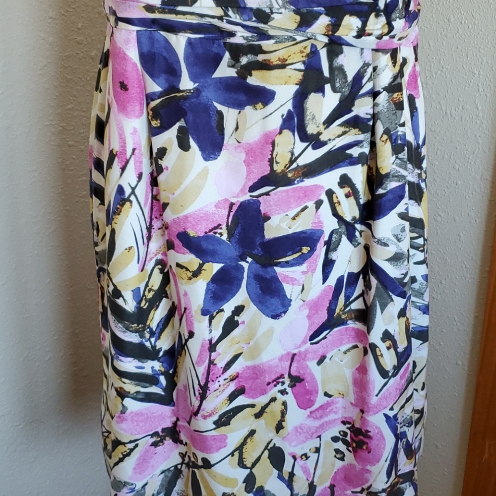 Banana Republic 100% Silk Floral Knotted Dress Size 12 - Picture 6 of 9